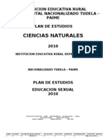 Plan de estudios educación sexual  2010. I.E.D Tudela, Paime