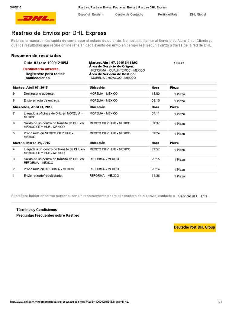 Guía de Rastreo de Envíos DHL | PDF | Business