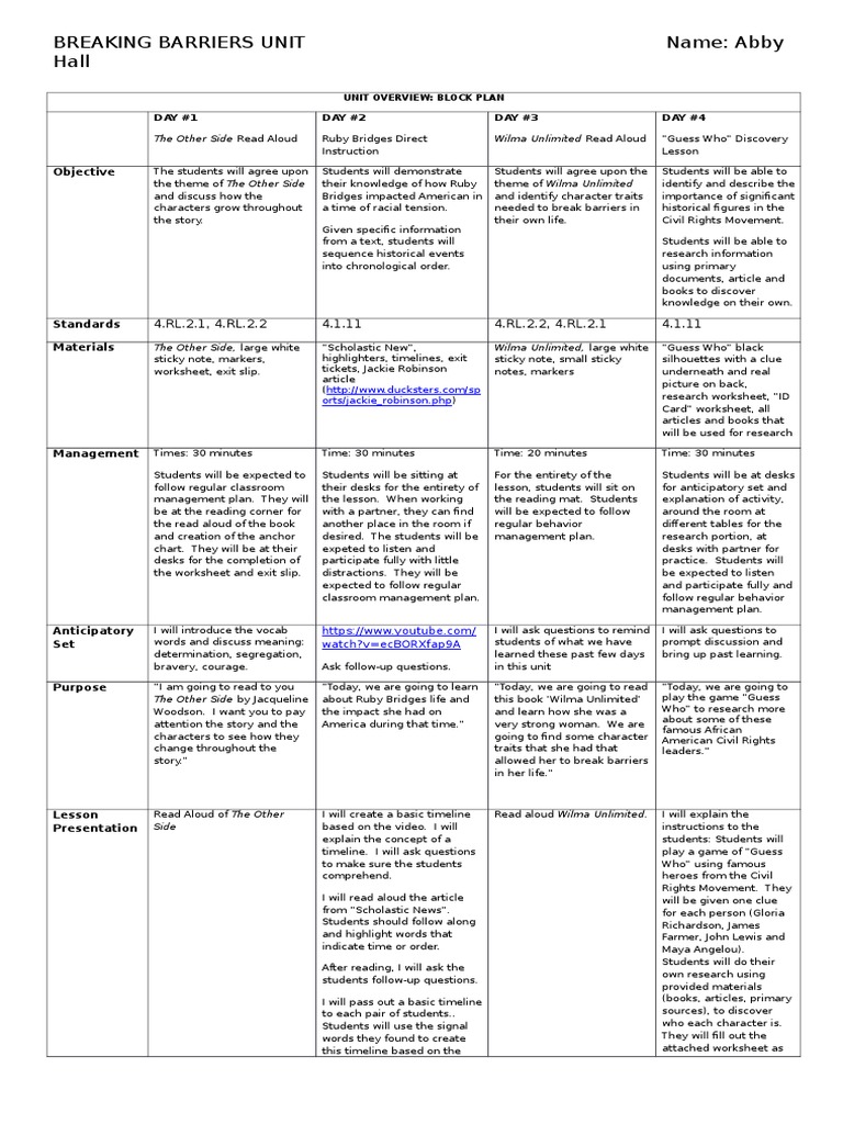 block plan Classroom Teaching