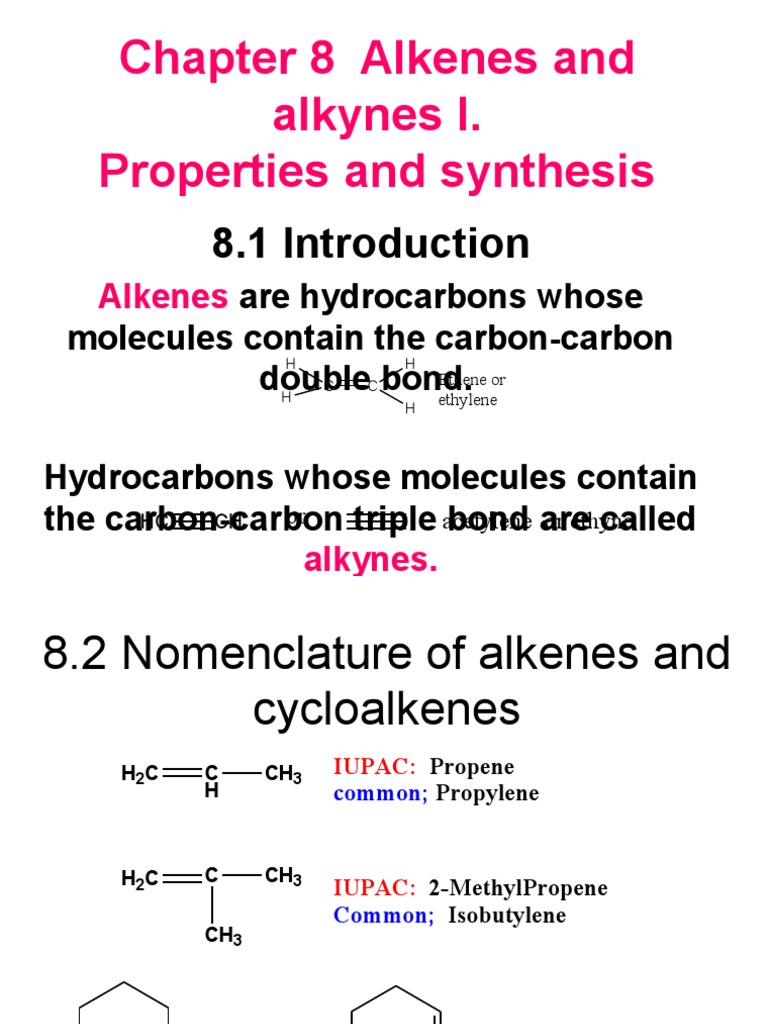 Chapter 8 Alkenes and Alkynes I | PDF | Alkene | Hydrocarbons