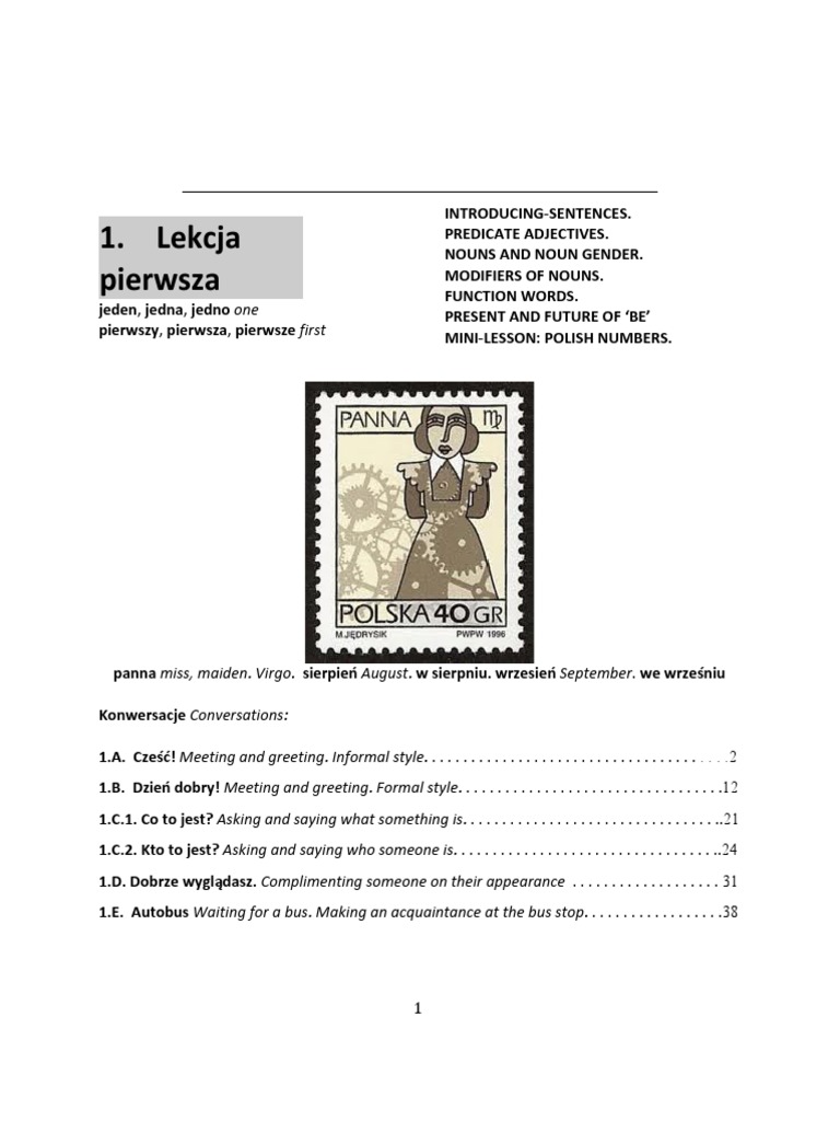 Lesson of Polish Language | PDF