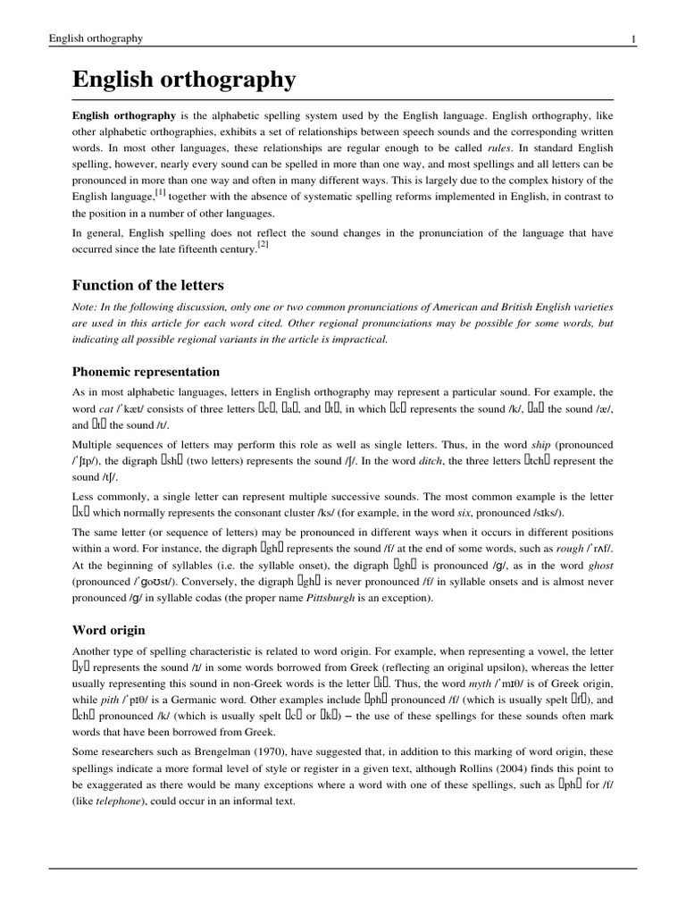 English Orthography Orthography English Language