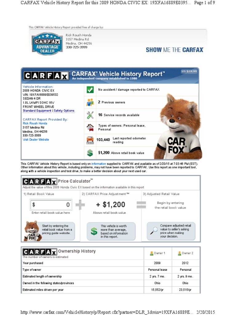 WWW - Carfax.com VehicleHistory P Report - CFX Partner DLR 3 PDF | PDF ...