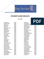 Student Guide Results: 1st LIST