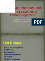 Work Place Stressors and Coping Strategies of Female Reporters
