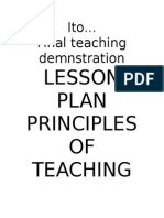 Ito... Final Teaching Demnstration: Lesson Plan Principles OF Teaching