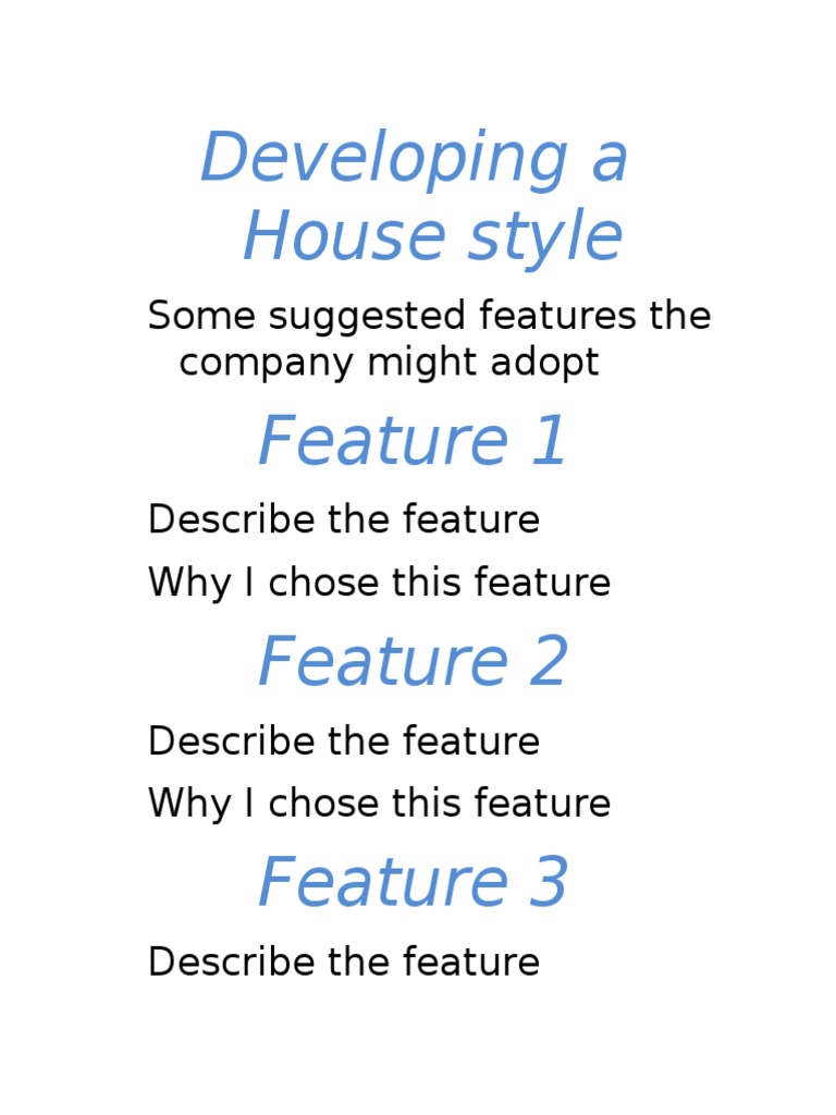 House Style Development Features | PDF