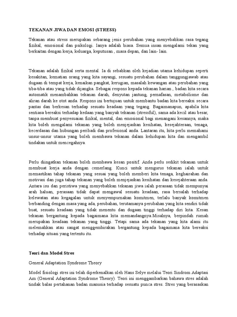Tekanan Jiwa Dan Emosi Pdf