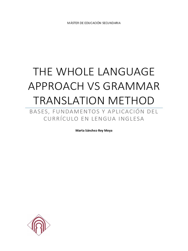 The Whole Language Approach Vs Grammar Translation PDF Reading