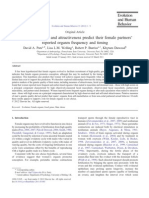 Men's masculinity and attractiveness predict their female partners' reported orgasm frequency and timing