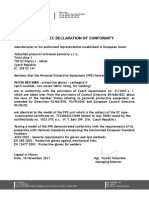 Ec Declaration of Conformity: W1/35 KEV KIRK - Protective Gloves - Cathegory II