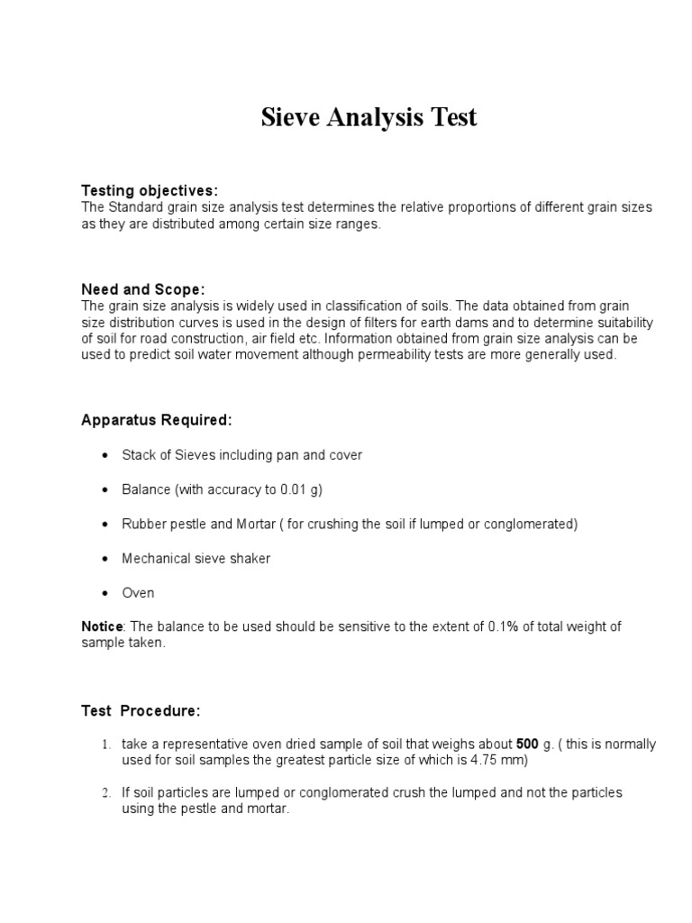 Sieve Analysis Test PDF Nature Nature