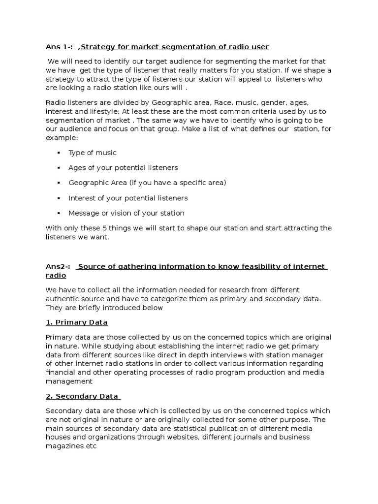 Radio Content Strategy and Audience Segmentation | PDF | Business