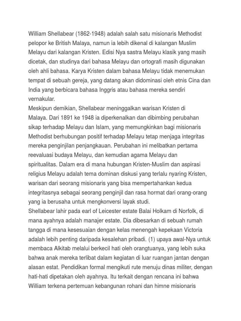 Warisan William Shellabear di Malaya | PDF | Sejarah | Agama ...