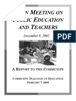 Town Meeting on Teachers and Public Education Report 12-8-2002