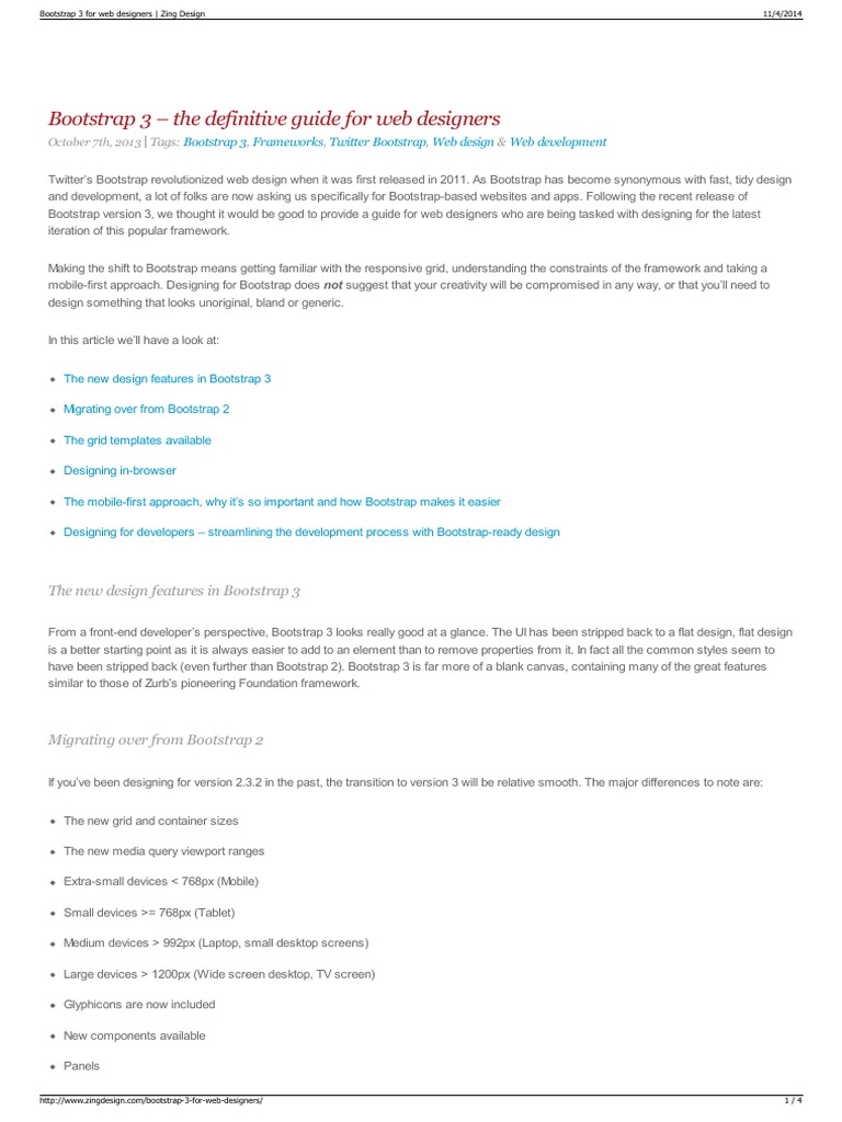 Bootstrap 3 For Web Designers Zing Design | PDF | Bootstrap (Front End ...