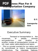 Business Plan For A Transportation Company: D.Y. Transporta Tion