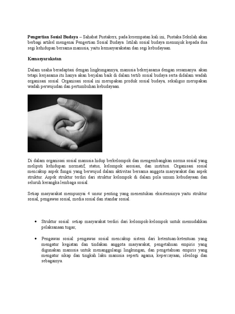 Pengertian Sosial Budaya Pdf