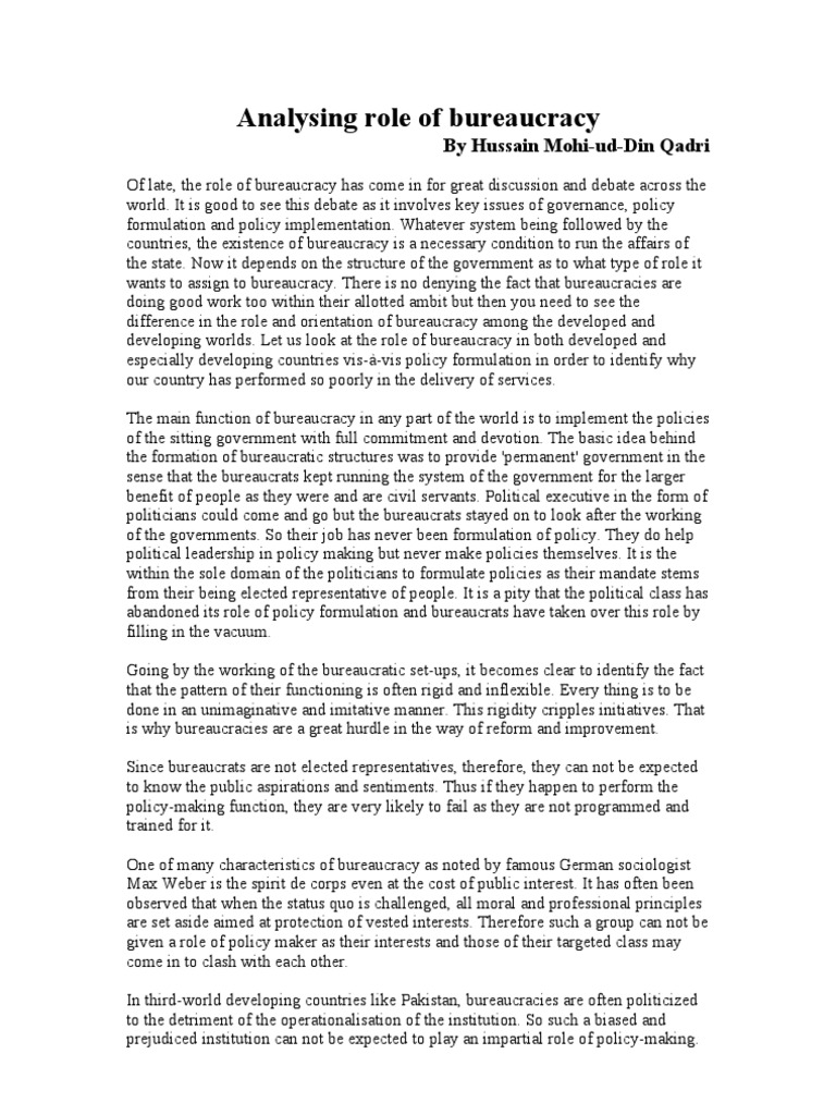 essay on bureaucracy