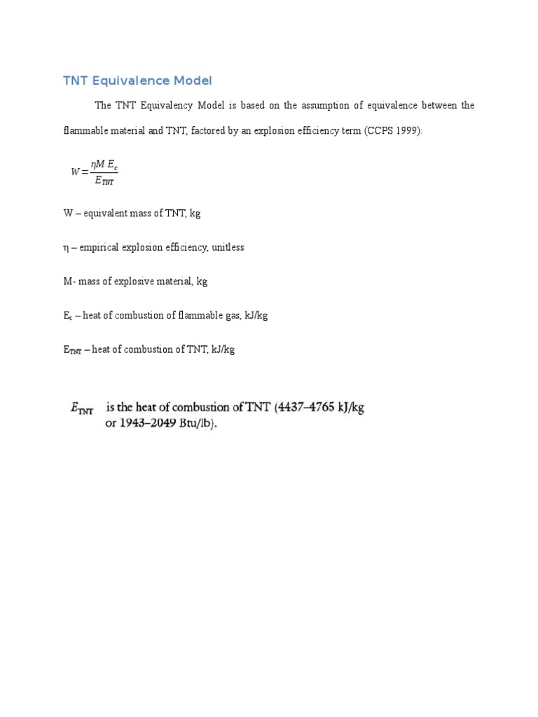 Tnt Equivalence Model Energy Technology Nature