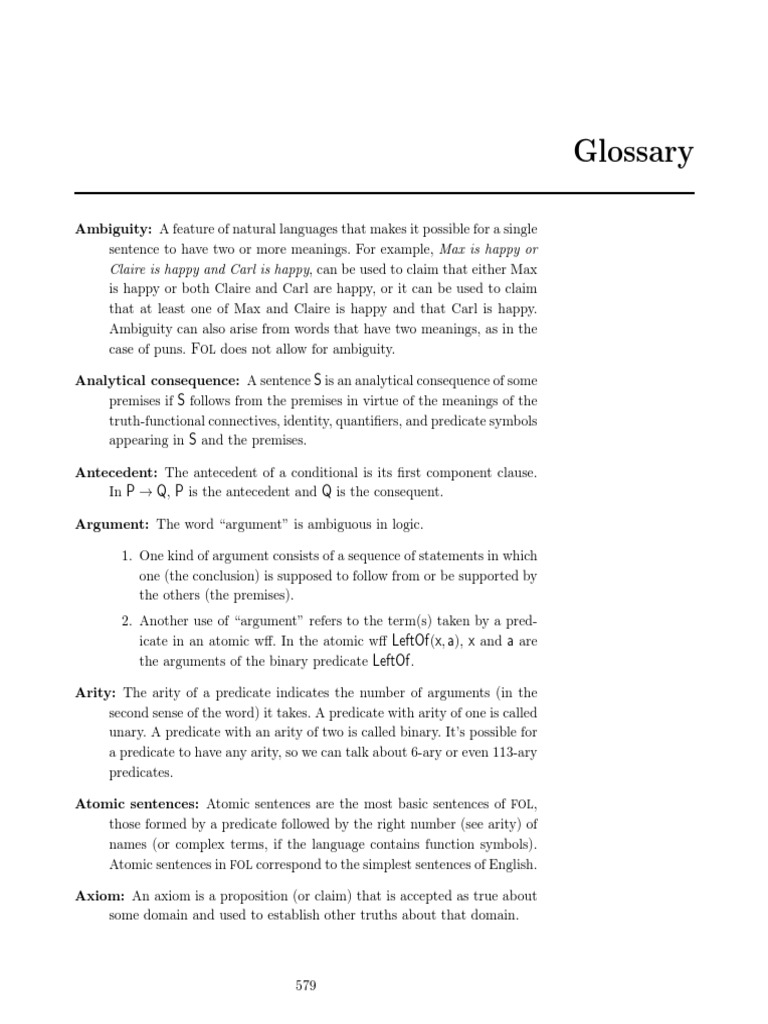 Glossary Pages From LPL Textbook PDF | PDF | First Order Logic ...