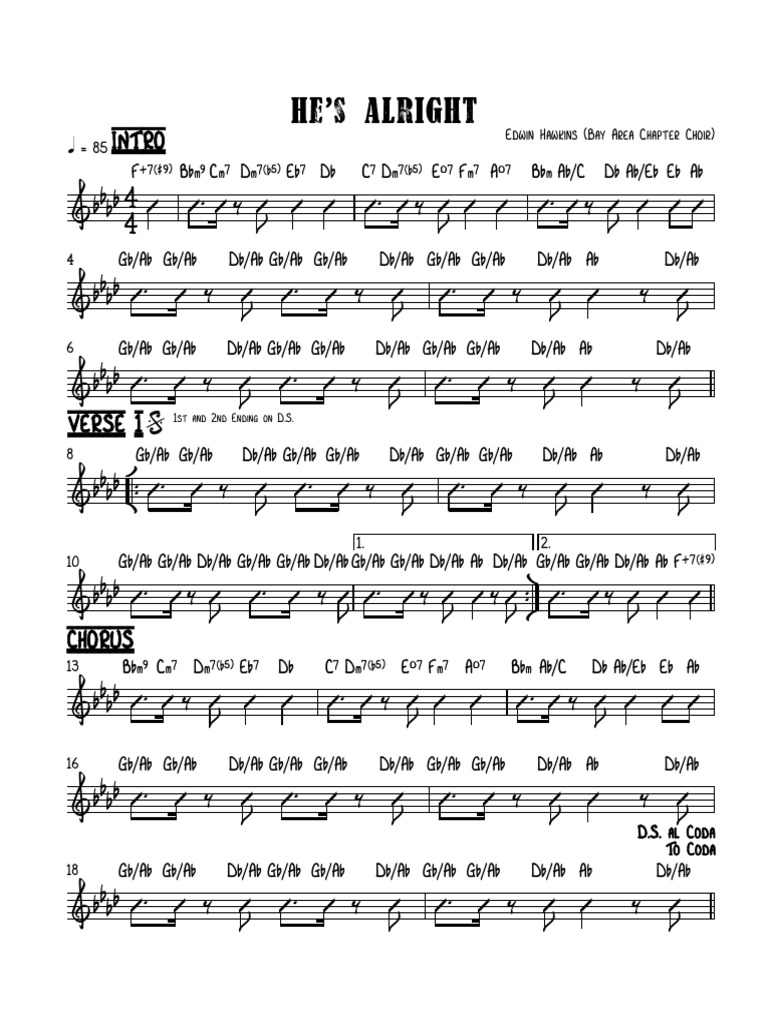 He's Alright: Edwin Hawkins (Bay Area Chapter Choir) | PDF