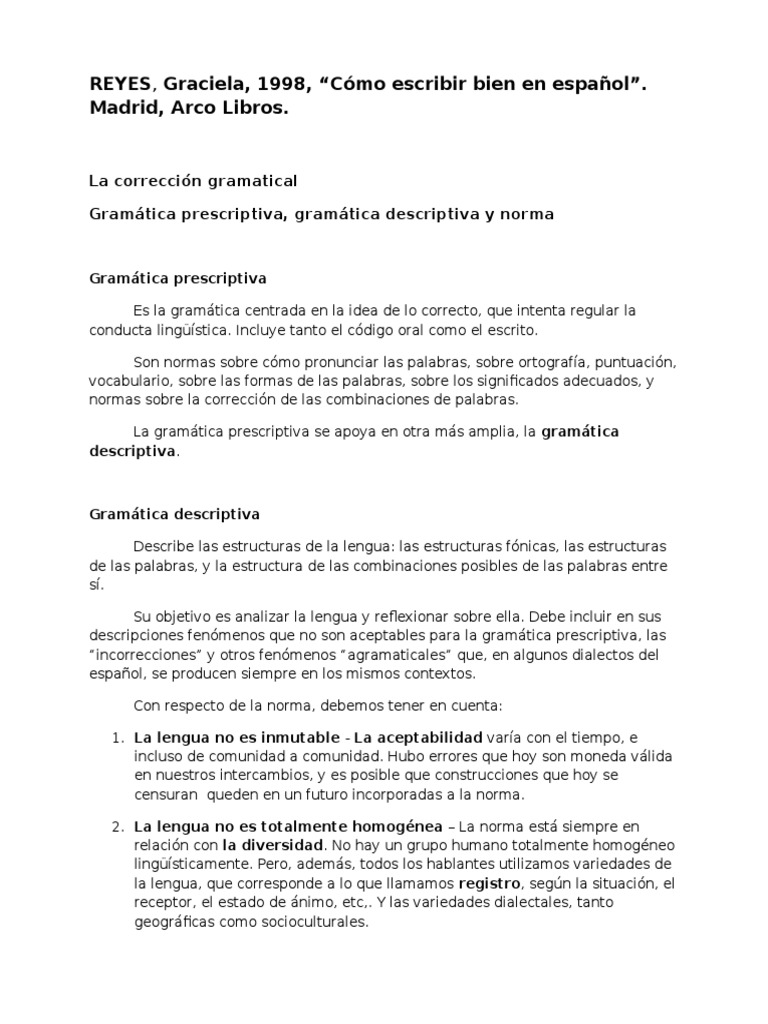 REYES-La Corrección Gramatical | PDF | Gramática | Lengua española