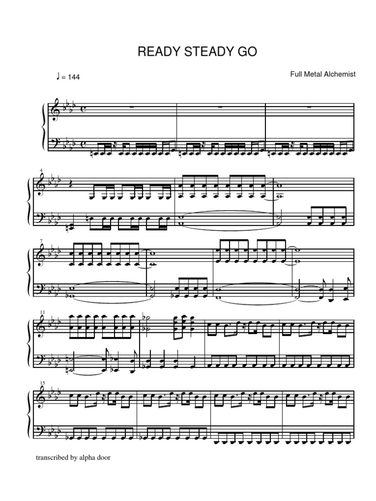 Fullmetal Alchemist Ready Steady Go Piano Sheet Music