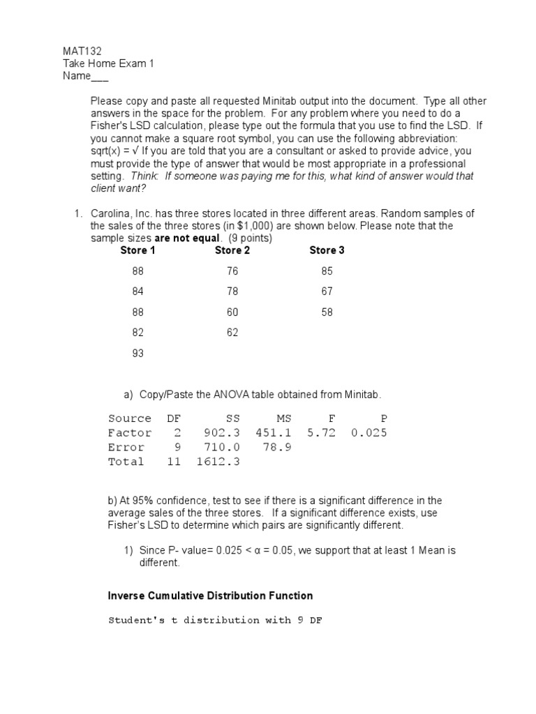 ANOVA and Fisher's LSD Analysis | PDF | Analysis Of Variance | Errors ...