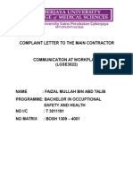 Complaint Letter To The Main Contractor