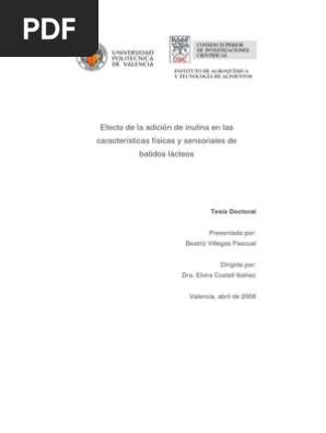 Adicion De Inulina Bebida Pdf Comida Funcional Alimentos