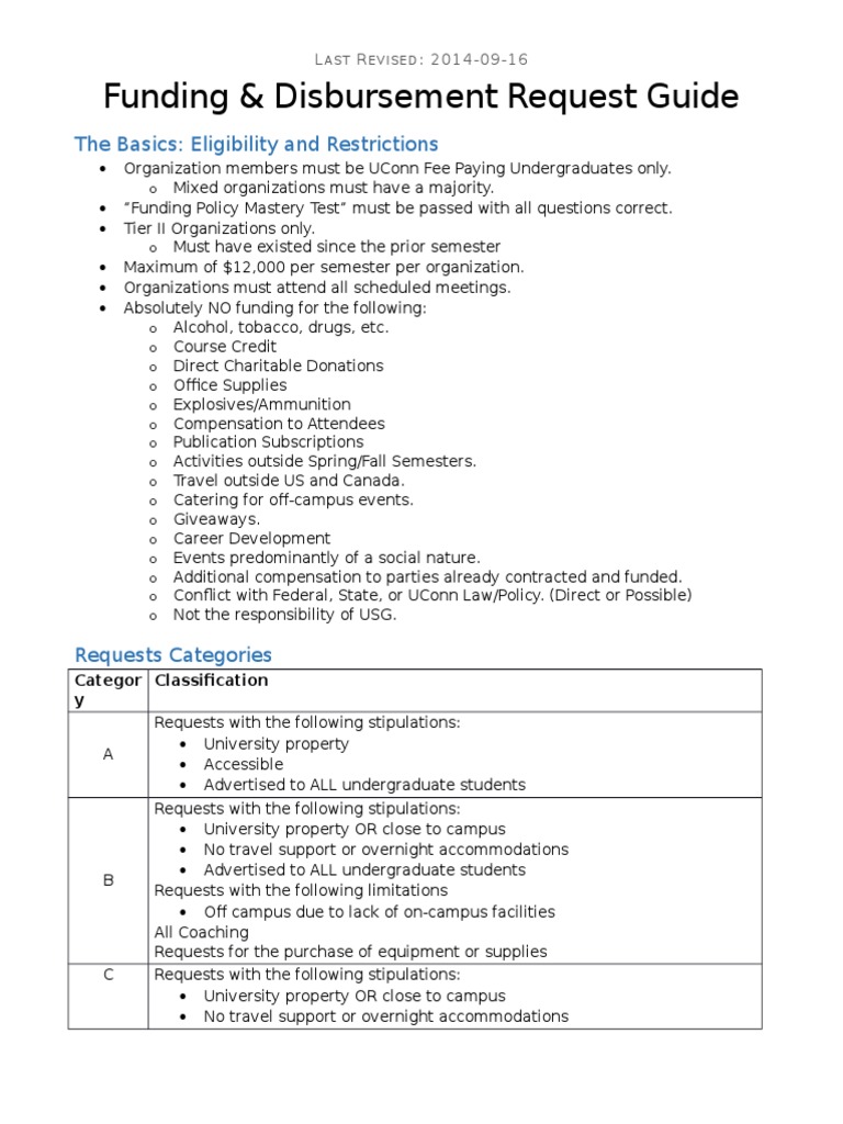 UConn Funding Request Guidelines | PDF | Undergraduate Education ...