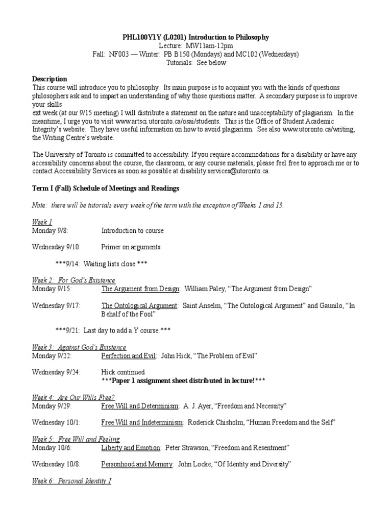 Introduction to Philosophy Course | PDF | Free Will | Epistemology