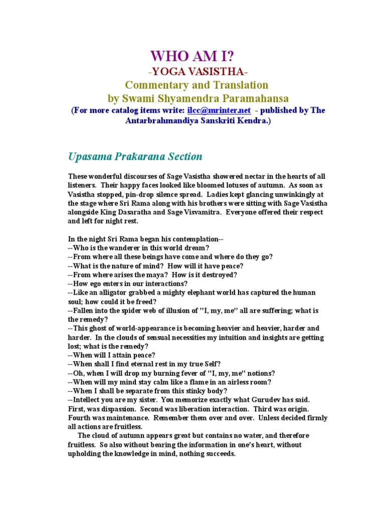 Yoga Vasistha 1 PDF Perception Rama