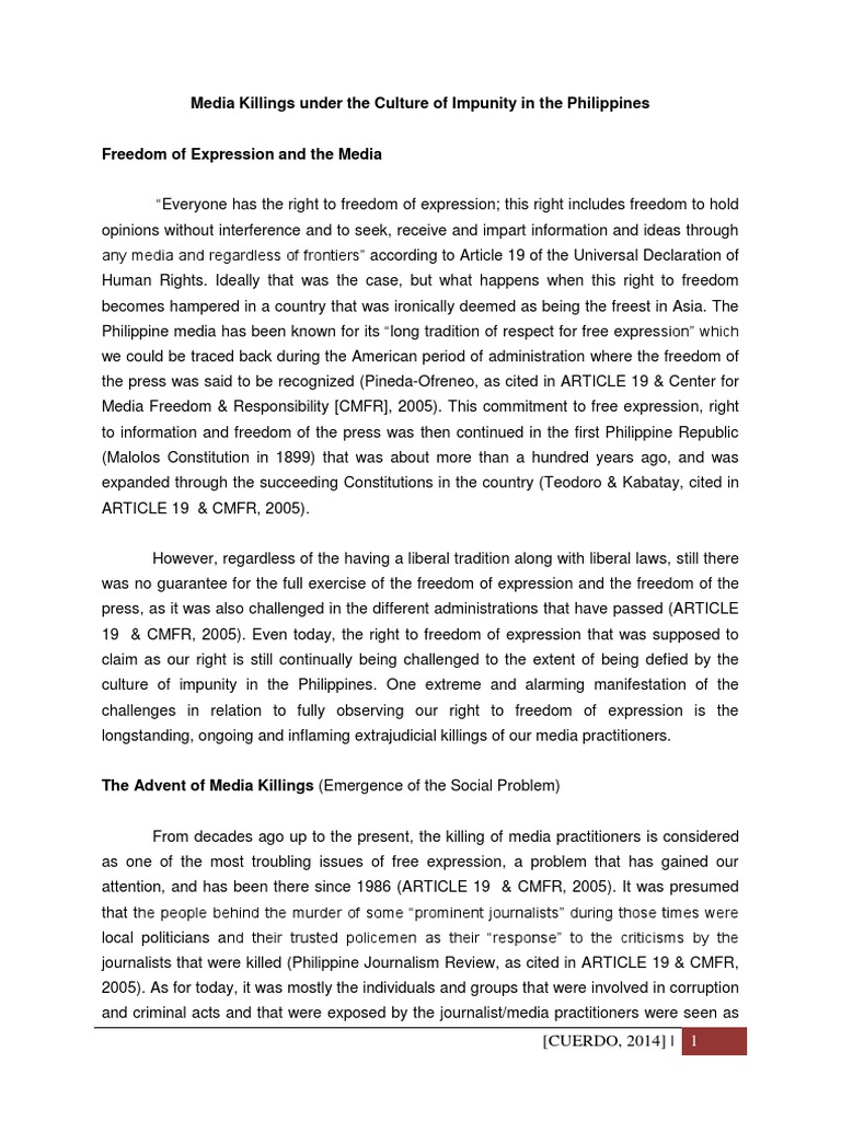 Media Killings and Impunity in the Philippines | PDF | Freedom Of ...