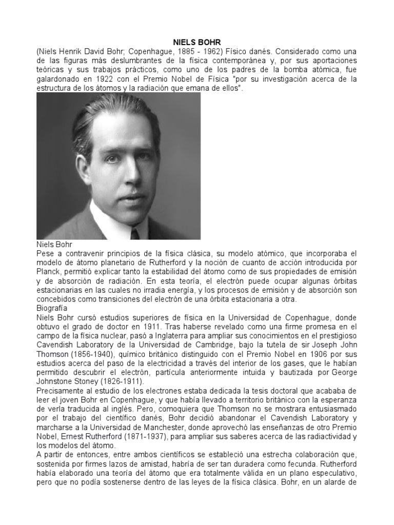 Niels Bohr Niels Bohr átomos