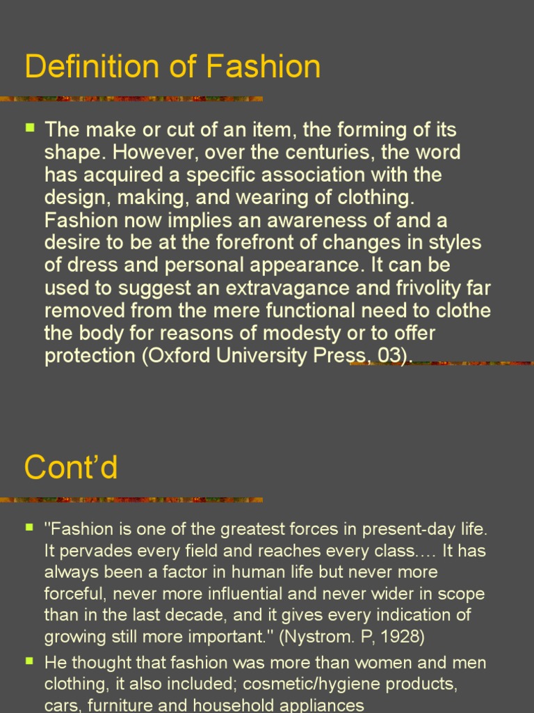 Definition and Scope of Fashion | PDF | Fashion