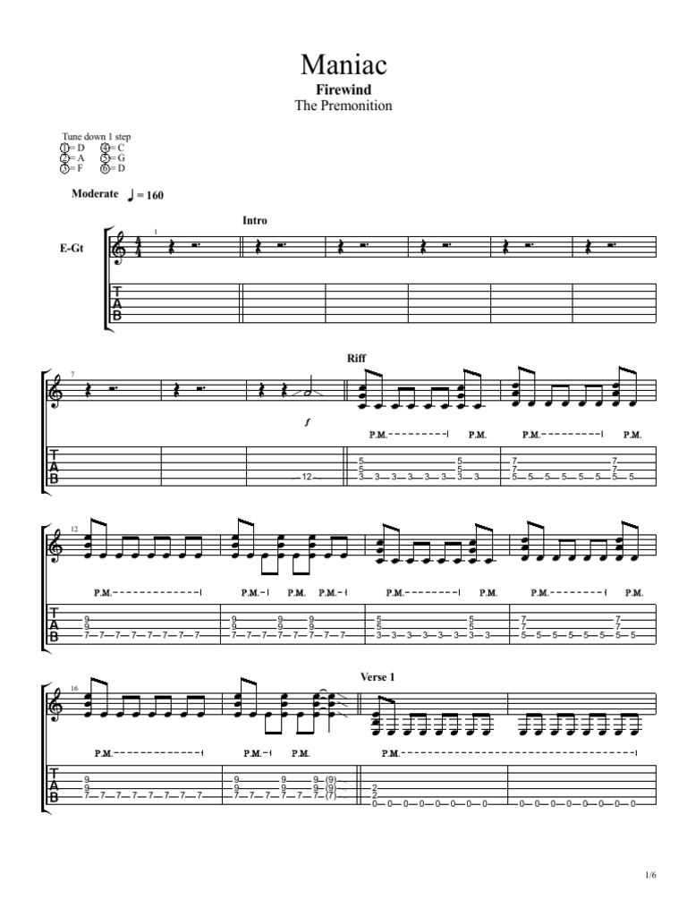 Maniac Guitar Tab Singles Music Music