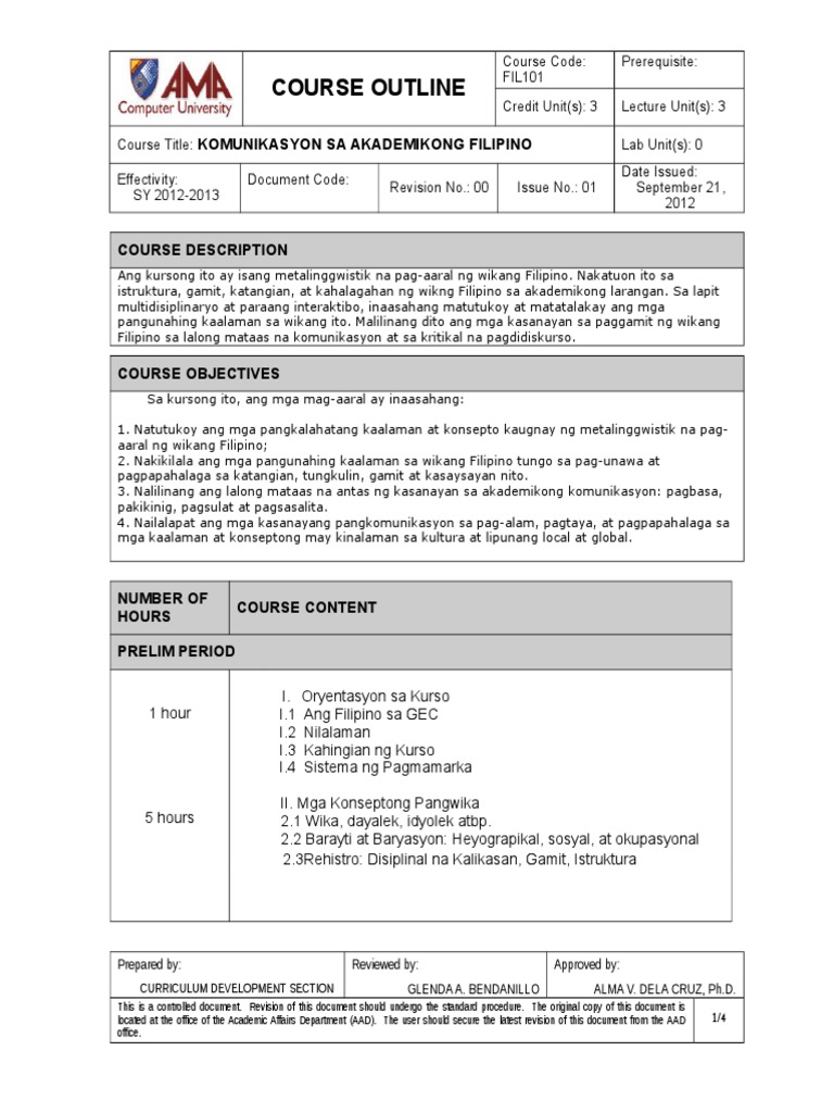 Course Syllabus FIL101