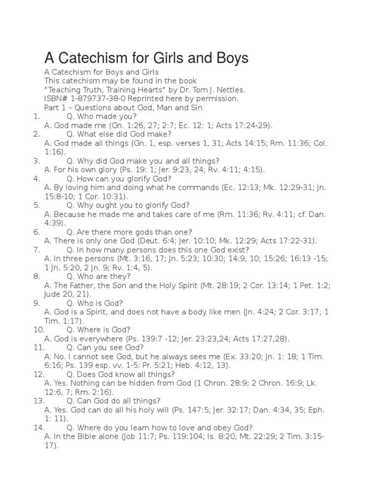 A Catechism for Girls and Boys Baptism Lord's Prayer