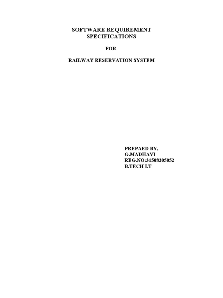 SRS for Railway Reservation System | PDF | Interactive Voice Response ...