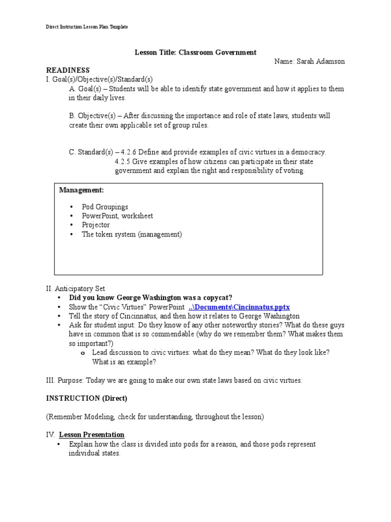 Direct Instruction Lesson Plan New 2 Lesson Plan Quality Of Life