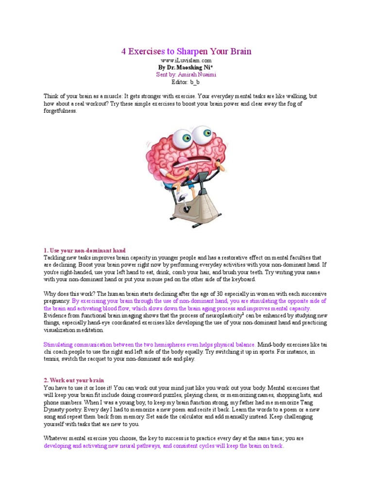 4 Exercises To Sharpen Your Brain | PDF | Finger | Brain