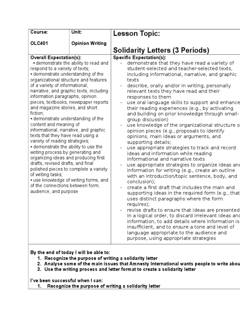 Solidarity Letters Workshop | PDF | Opinion | Narrative