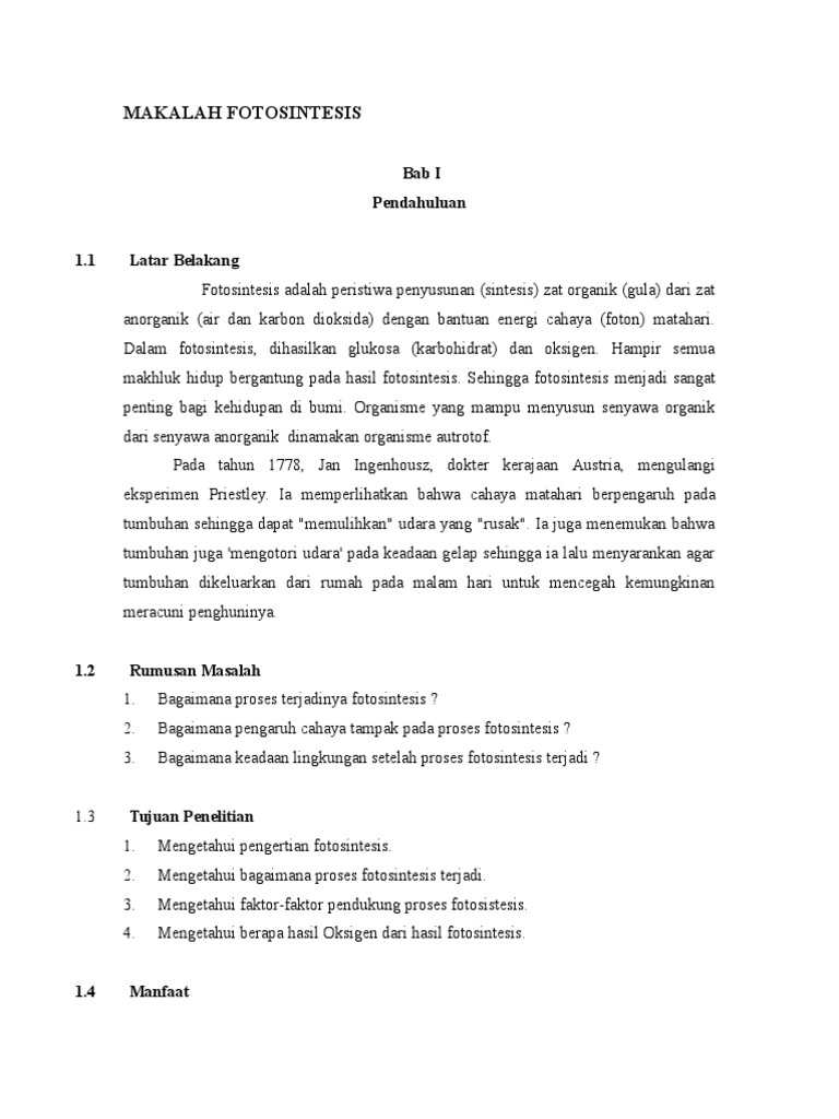 Makalah Fotosintesis