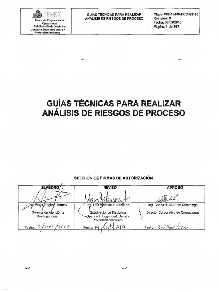 Guias Técnicas para Realizar Análisis de Riesgo de Proceso | PDF | Toma ...