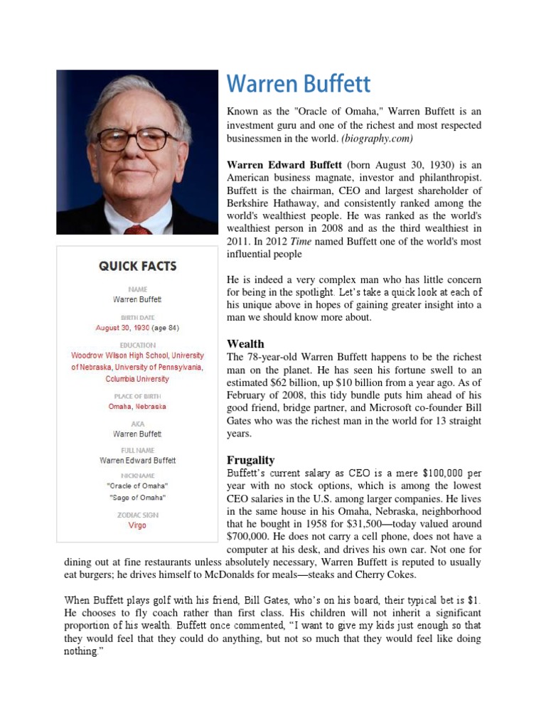 Warren Buffett | PDF | Warren Buffett | Berkshire Hathaway