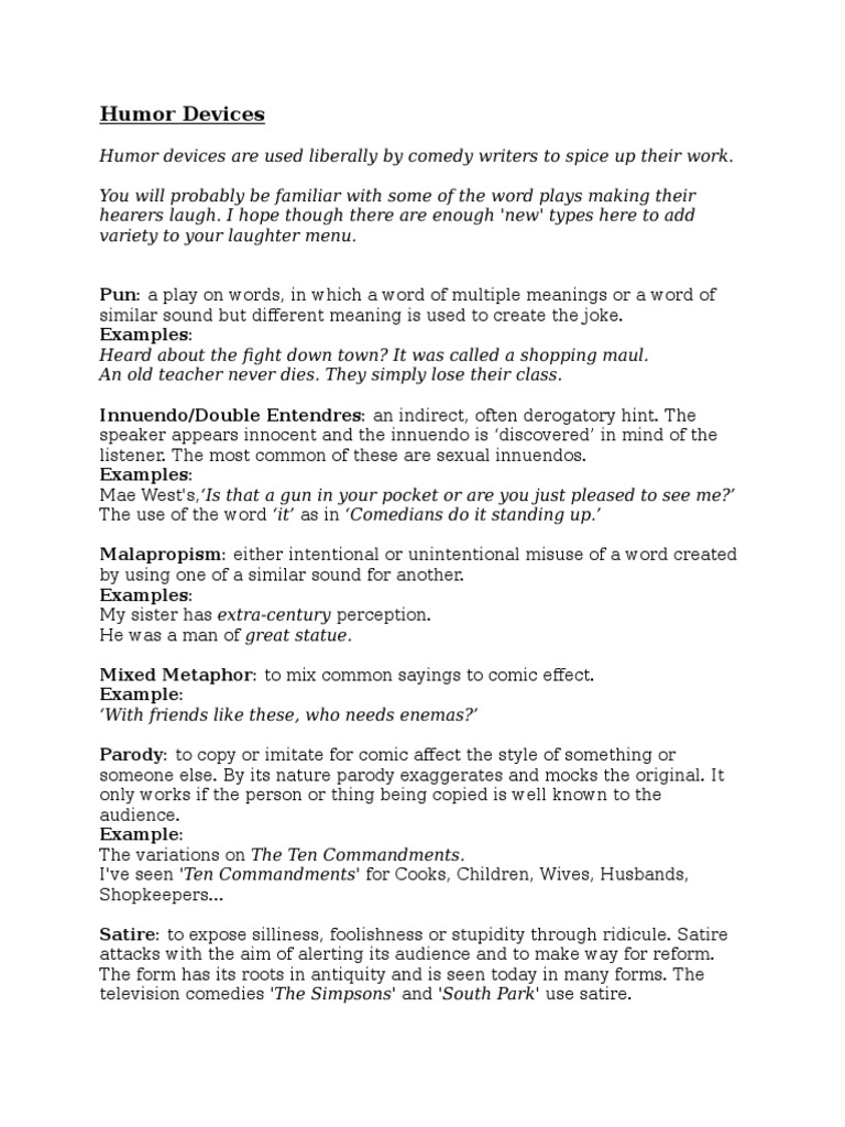 Humor Devices | PDF | Irony | Humour