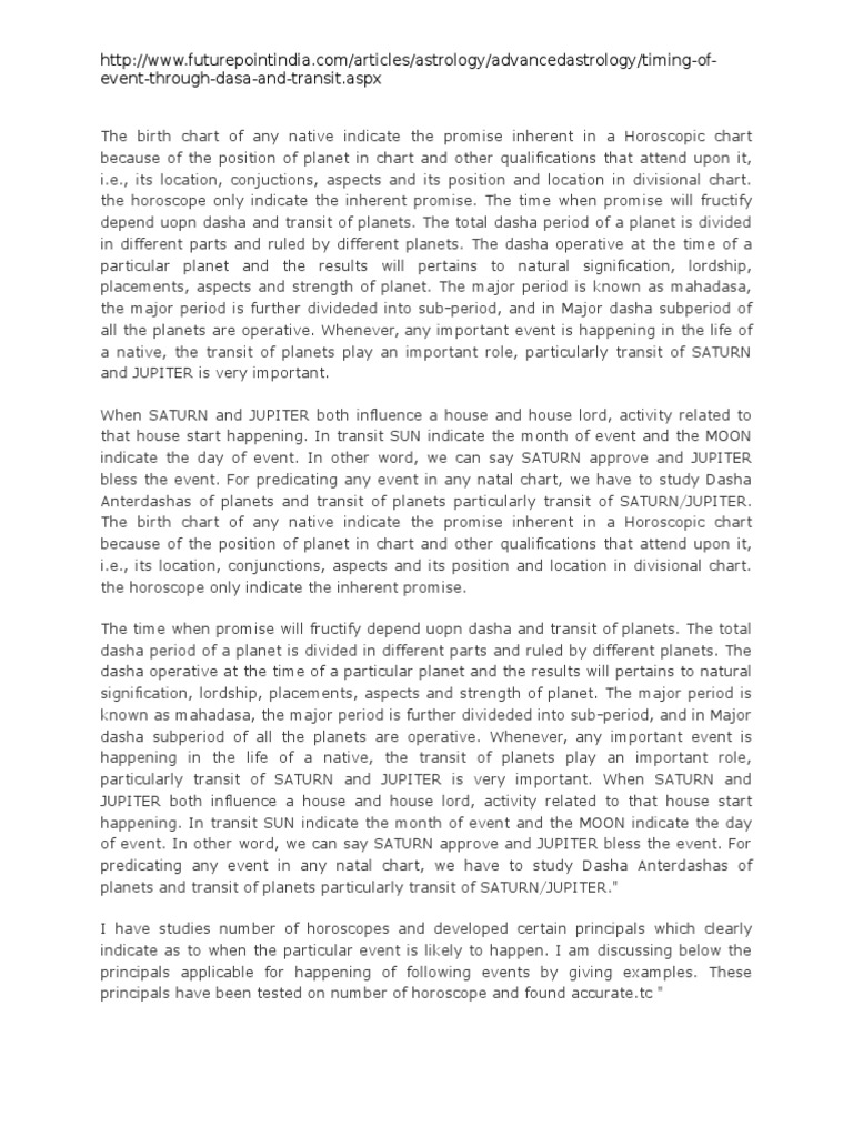 Timing of Marriage Operative Dasha PDF Horoscope