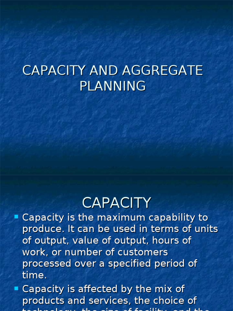 Capacity and Aggregate Planning PDF Inventory Demand